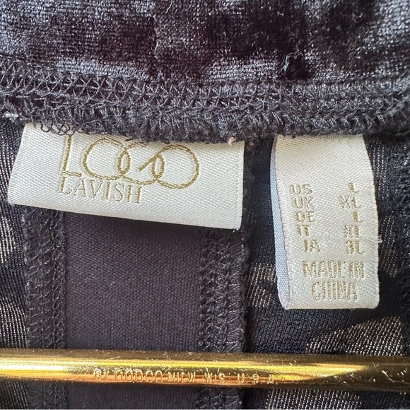 LOGO Lavish by Lori Goldstein Black Velvet Jacquard Mock Neck Tunic Top L - Picture 9 of 9